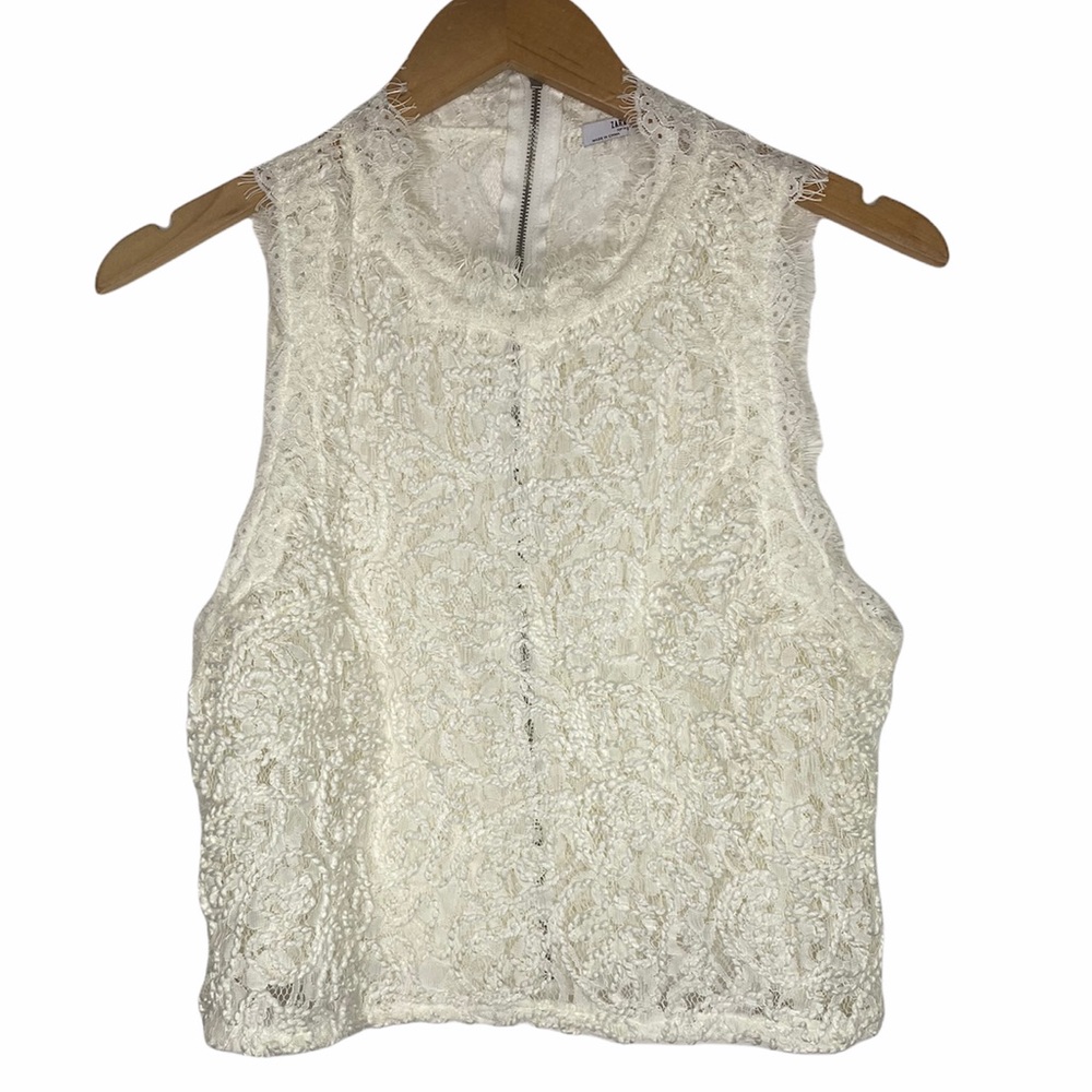 Zara Trafaluc sheer lace crop top size large